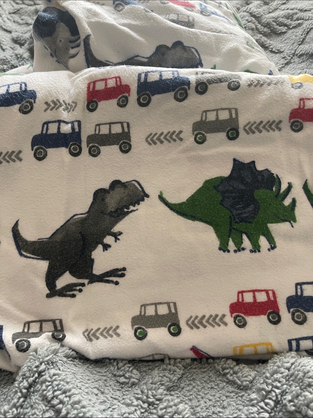 Pottery Barn Kids Dino Safari Flannel Sheets Full Size Set 100% organic cotton